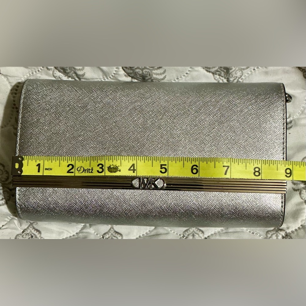 Michael Kors Silver Leather Clutch - Picture 11 of 13
